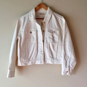MADEWELL Boxy Crop White Jean Jacket Size Large